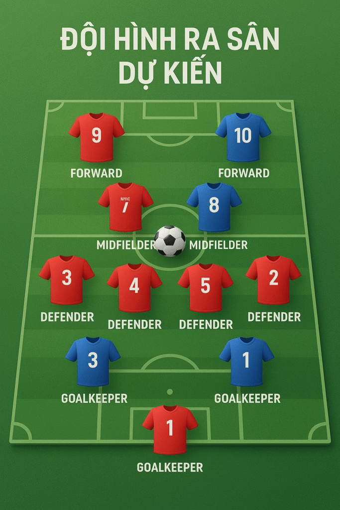 Đội hình ra sân dự kiến – Dữ liệu chiến thuật vàng cho dân cược bóng đá